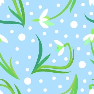 Pattern with delicate white wildflowers and circles. Stock Illustration