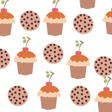 Pattern of delicious bakery cakes and cookies 스톡 일러스트