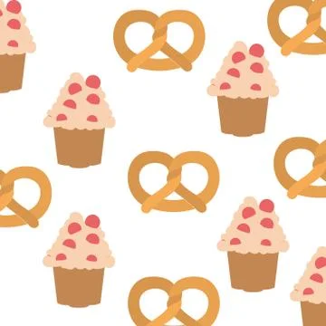 Pattern of delicious bakery cakes 스톡 일러스트
