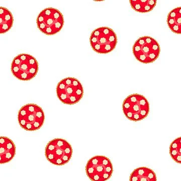 Pattern delicious berry fruit pie with whipped cream top view Stock Illustration