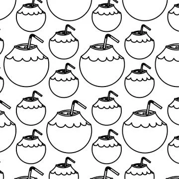 Pattern of delicious cocktails of coconut Illustrazione stock