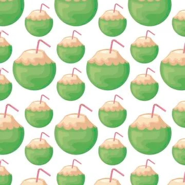 Pattern of delicious cocktails of coconut Stock Illustration