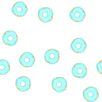 Pattern delicious donut with blue icing and white drizzle Stock Illustration
