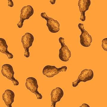 Pattern delicious fried chicken sketch hand drawn Stock Illustration