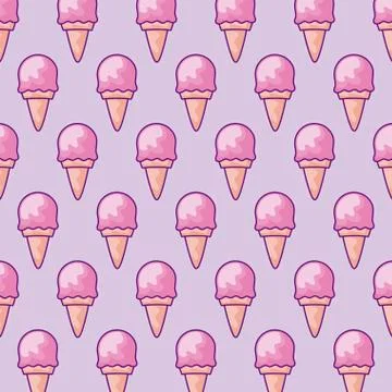 Pattern of delicious ice creams in cone Stock Illustration