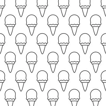 Pattern of delicious ice creams in cone Stock Illustration