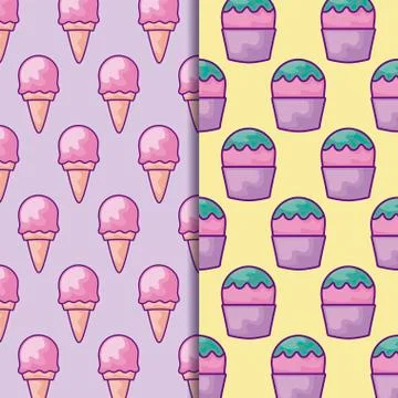 Pattern of delicious ice creams Stock Illustration