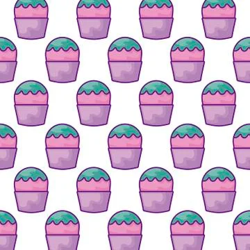 Pattern of delicious ice creams in plastic cup Stock Illustration