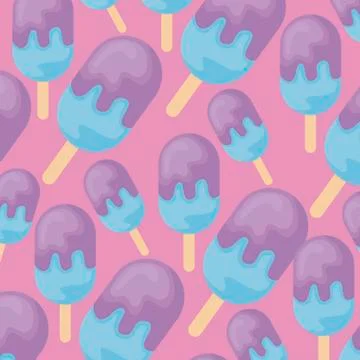 Pattern of delicious ice creams in stick 스톡 일러스트