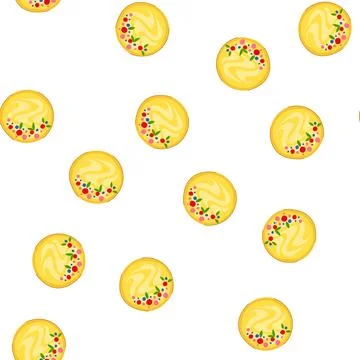 Pattern delicious sweet dessert cake with colorful toppings overhead Stock Illustration