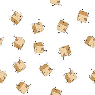 Pattern delivery cardboard box character cartoon vector Illustrazione stock