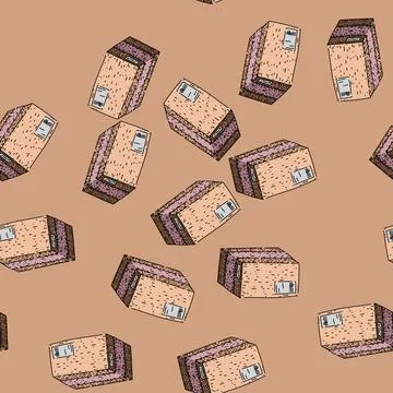 Pattern delivery parcel sketch hand drawn Stock Illustration