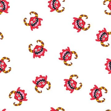 Pattern demon monster with horns cartoon vector Stock Illustration