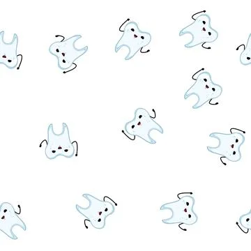 Pattern dental tooth character cartoon vector Stock Illustration