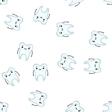 Pattern dentist tooth character cartoon vector Stock Illustration