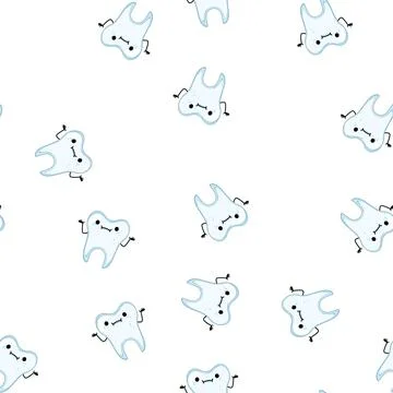 Pattern dentistry tooth character cartoon vector Stock Illustration