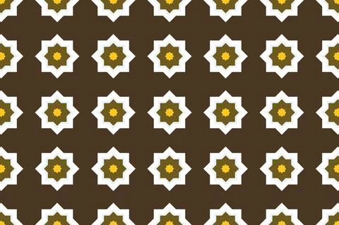 A pattern design of a brown and white flowers with yellow centers Stock Illustration