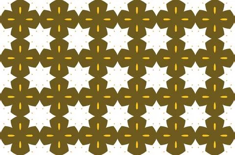 A pattern design of brown and yellow flowers on white background Stock Illustration
