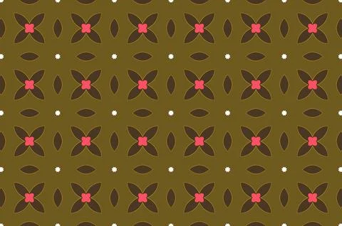A pattern design of brown background with a pink flowers with white dots Stock Illustration
