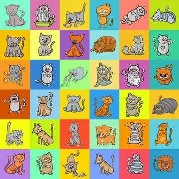 Pattern design with cats cartoon characters Cartoon Illustration of Cats a... Foto stock