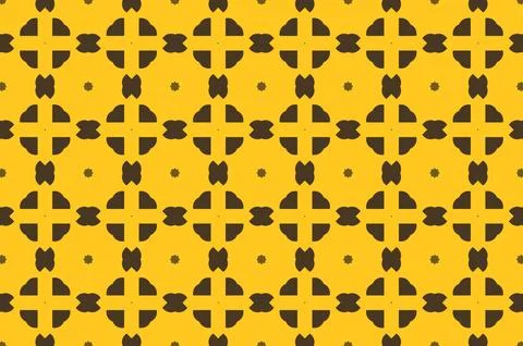 A pattern design of different shapes on yellow background Illustrazione stock