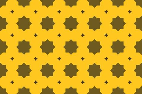 A pattern design of different star shapes on yellow background Stock Illustration