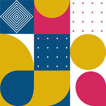 Pattern design digital geometric shapes abstract graphic colorful circles dots Stock Illustration