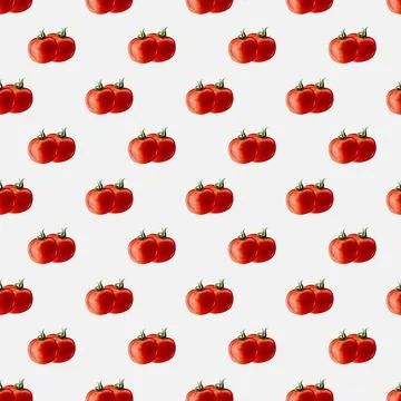 Pattern design featuring watercolor tomatoes on a clean background for fabr.. Stock Illustration