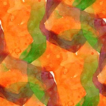 Pattern design green, orange seamless watercolor texture backgro Stock Illustration