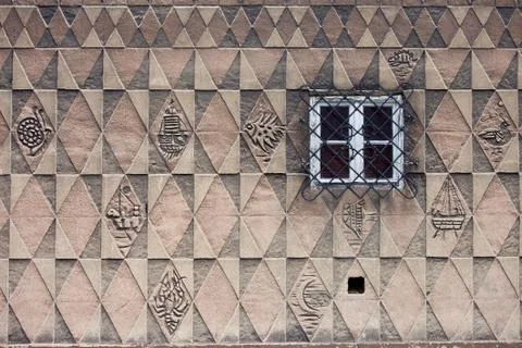 Pattern Design on House Wall Stock Photos