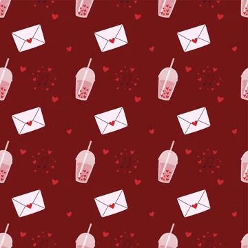 Pattern Design of Love-Themed Elements 스톡 일러스트