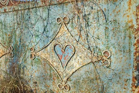 Pattern, design of old gate from abandoned house in village Stock Photos