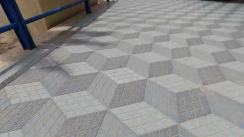Pattern design of stone tiles on the esplanade at Alicante, Spain.  Stock Footage 197021002