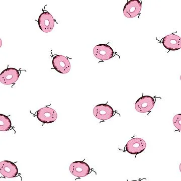Pattern dessert donut character cartoon vector Stock Illustration