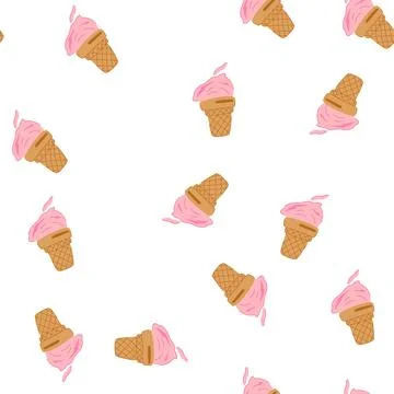 Pattern dessert fallen ice cream cartoon vector Stock Illustration