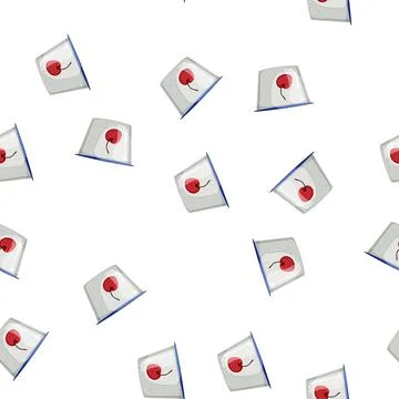 Pattern dessert yogurt package cartoon vector Stock Illustration