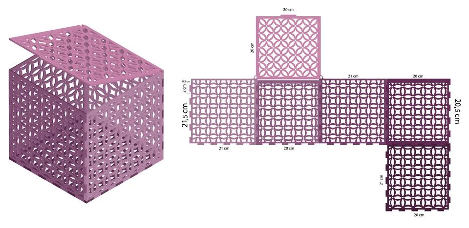 Pattern detailed box. Ethnic decorative elements. Laser cutting design. Laser Illustrazione stock