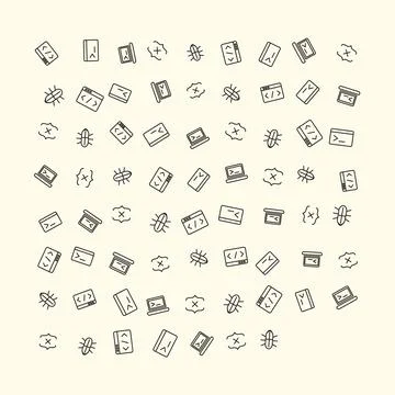 Pattern of Development and Programming Icons on a Flat White Background Stock Illustration