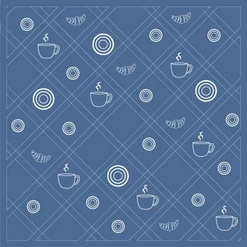 Pattern of diagonal stripes or lines in nice colors with circles, cups and cr Stock Illustration