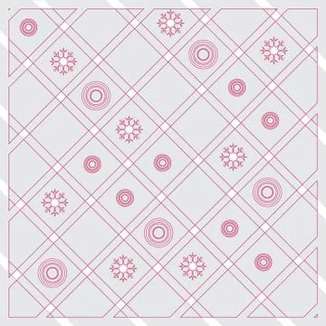 Pattern of diagonal stripes or lines in nice colors with circles and snowflak Stock Illustration