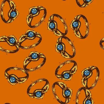 Pattern diamond ring jewelry sketch hand drawn Stock Illustration