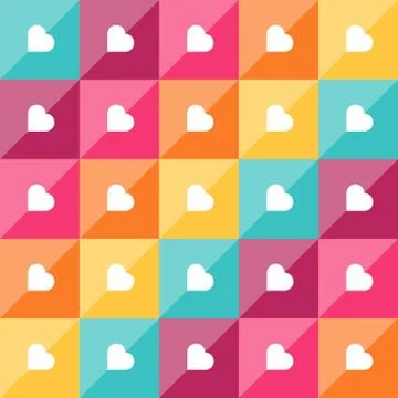 Pattern - diamond shaped elements and hearts Stock Illustration