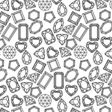 Pattern diamonds, precious stones of different forms of cut. Illustrazione stock
