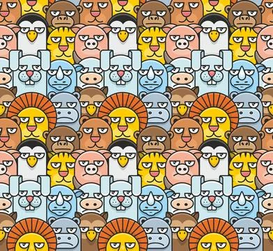 Pattern with different animals Stock Illustration