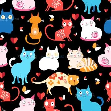 Pattern of different cats Stock Illustration
