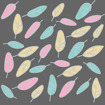 The pattern different feathers are painted. Painted in delicate colors. Hand Stock Illustration