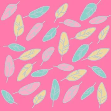 The pattern different feathers are painted. Painted in delicate colors. Hand 스톡 일러스트