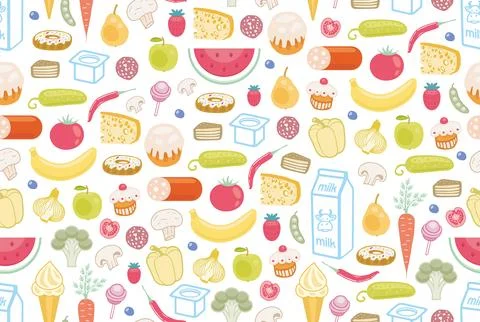 Pattern with different food Stock Illustration