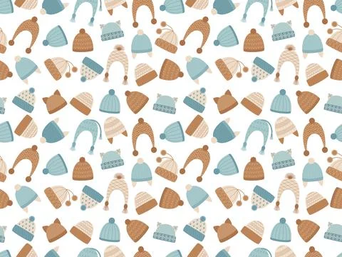 Pattern different hats Stock Illustration