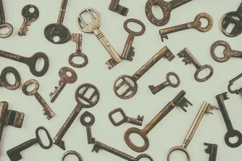 Pattern of different old rusted keys Photos